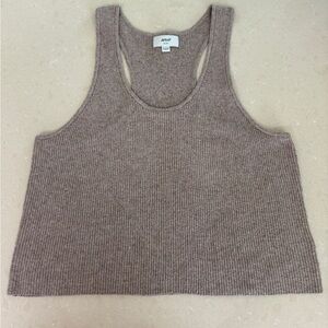 Aerie Cropped Sleeveless Sweater Tank Oatmeal Tan Beige Size XL
